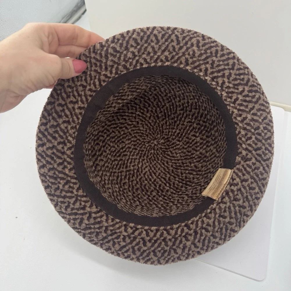 Liz Claiborne Brown Textured Bucket Hat Vintage 90s Plush OS Granny core‎
